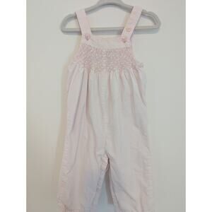 Janie and Jack Baby Girl Pink Smocked Romper Overalls 6–12 Months Cotton